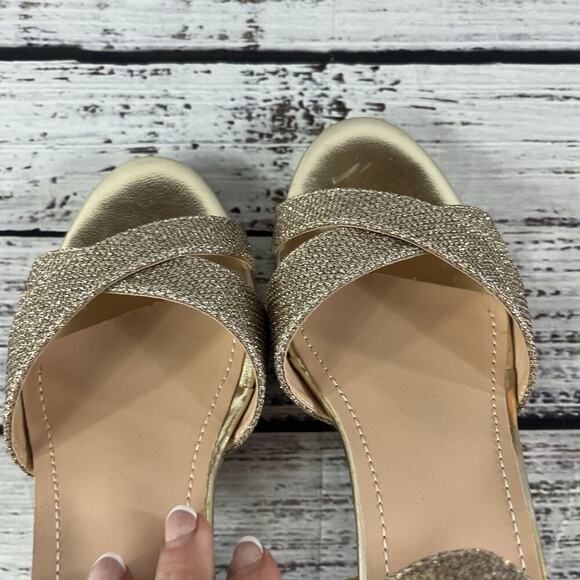 Dream Pairs Heels Pumps Shoes sz 7.5 Gold Sparkles Wedding Cocktail Evening - Picture 9 of 11